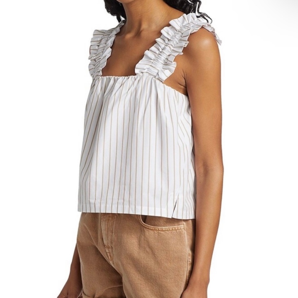 FRAME STRIPED RUFFLE STRAP COTTON TOP - Picture 5 of 11